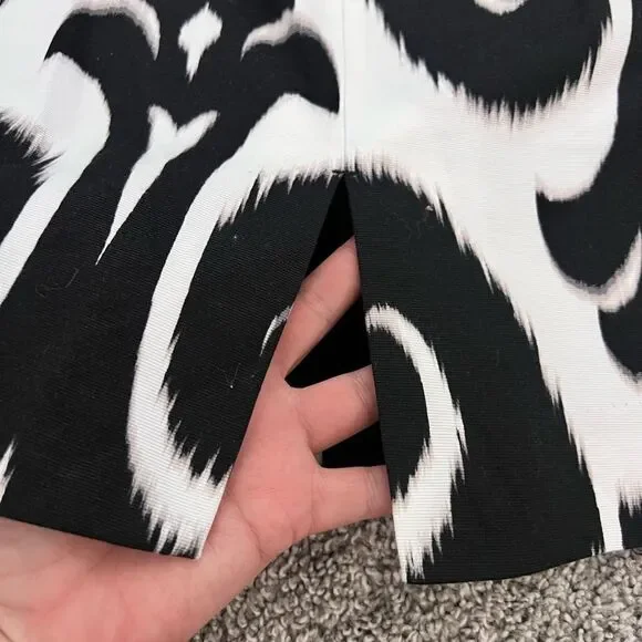 🛍️ WHITE HOUSE BLACK MARKET Ikat tapestry Black Pink embroidered Midi skirt Med - Picture 8 of 10